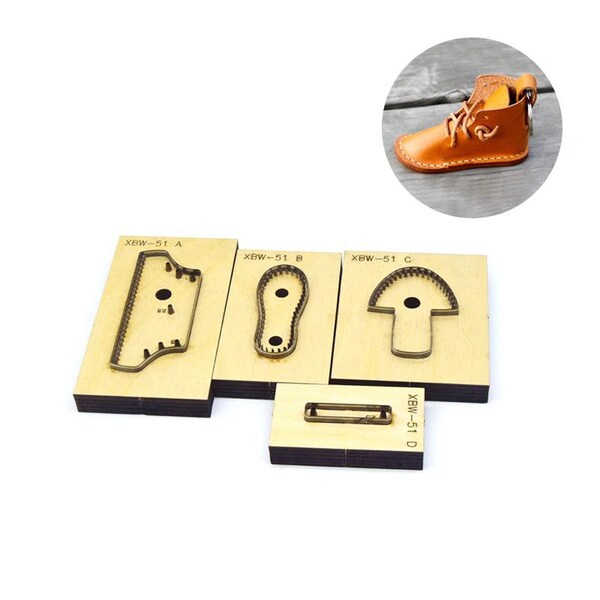 Pendentif porte-clés en cuir découpé dans un moule, jeu de matrices de perforation en cuir pour bricolage, jeu d'outils pour travaux manuels en cuir kraft, cadeau de fête des pères, cadeau de fête des pères