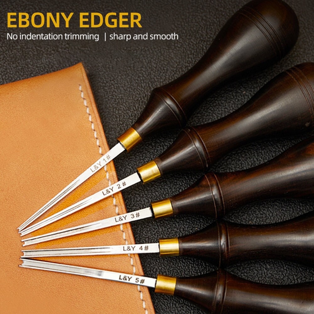 Oka Ebony Pro Edger Size 0 Leather Edge Beveler Leathercraft Sewing Tool  0.6mm Leather Skiver, with Ebony Handle, for Leatherworking