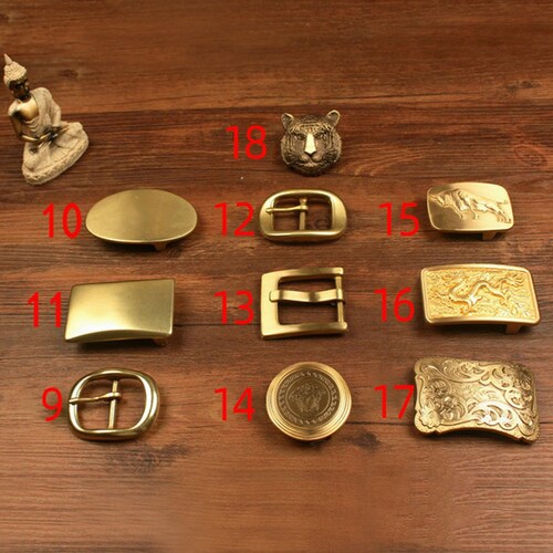 Vintage Solid Brass Oval Belt Buckle Plained Men Buckle Heavy - Etsy