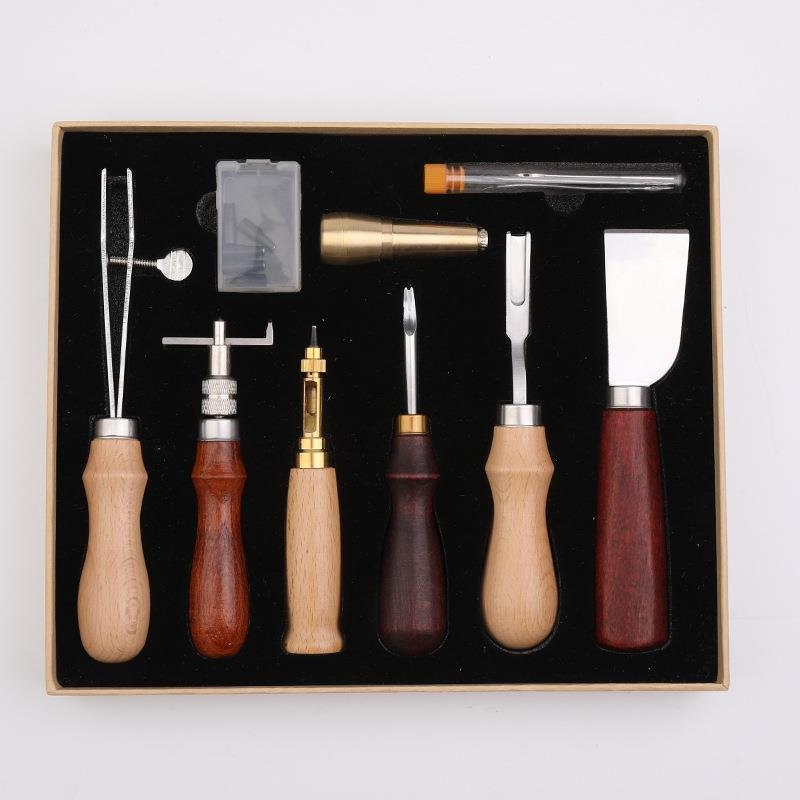 9 Piece Leather Craft Tools Kit Set Hand Stitching Sewing Etsy