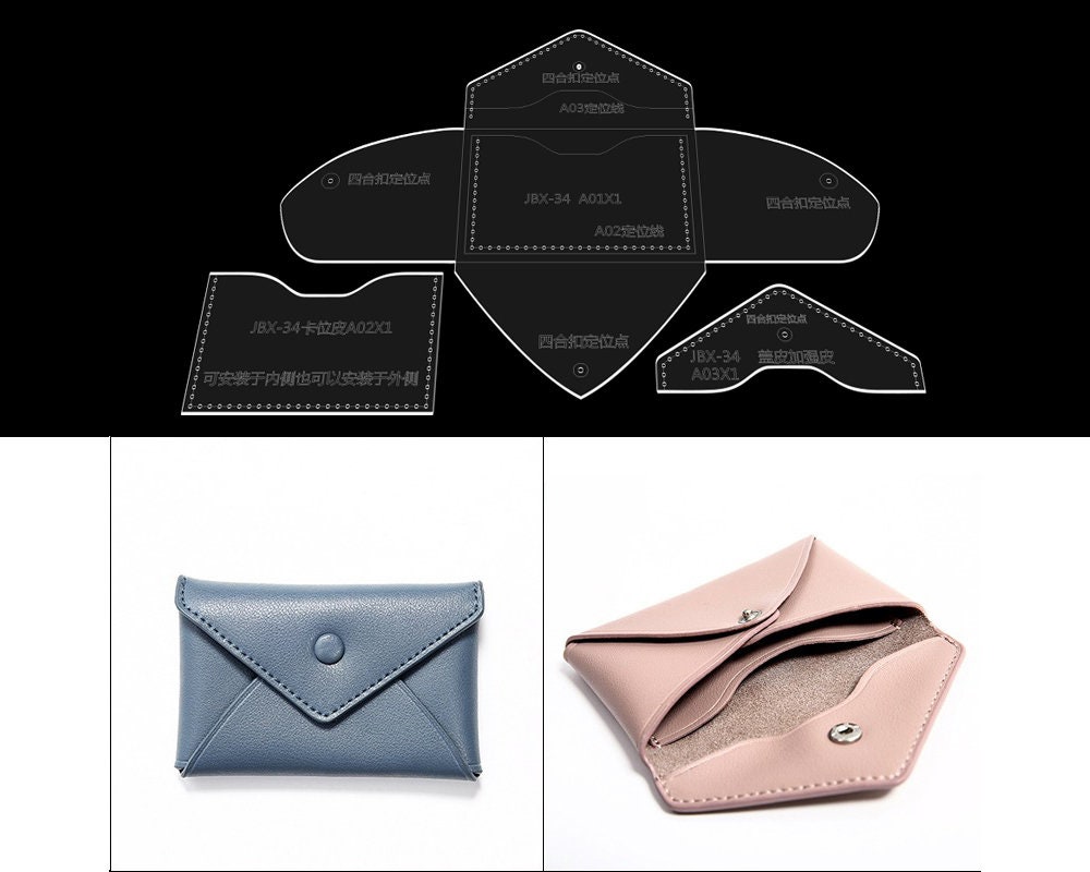 Short Wallet Purse Template Clear Acrylic Leather Pattern - Etsy