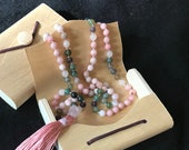 Mala of Supreme Nurturer , Renewal and Universal Love Fancy Jasper, Pink Opal(matte) and Rose Quartz