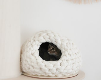 Grotte pour chat en pur coton biologique | Lit pour chat | Panier pour chat | Grotte de chat | Panier pour chat | Grotte de chat durable | Maison pour chat