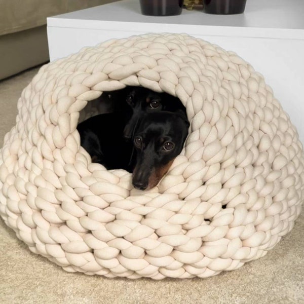 Dog Cave | Cat cave "Emma" | Cat basket | Dog basket | Cat bed | Dog basket | Cat basket | made of organic cotton | Knitting Cave |