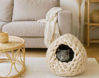 Cat cave | Dog cave "Emma" | Cat basket | Cat bed | Dog basket | Cat basket | Sleeping cave | Cuddle cave | Knitted cave | Crocheted