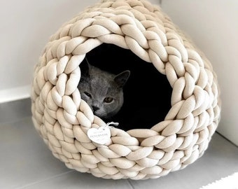 Cat Cave | Dog cave "Emma" | Cat basket | Cat bed | Dog basket | Cat basket | sleeping cave | Cuddly cave | Knitting Cave | crocheted