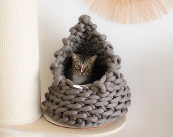 Grotte pour chats « Zopfhöhle » | Grotte câline | Panier pour chat | Lit pour chat | Panier pour chat | Maison de chat | grotte endormie | Lit pour chat