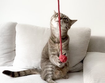 Cat toy - Cat wand without stick - Combination toy worm on a leash & knot