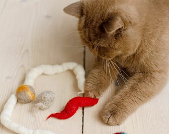 Juego de juguetes para gatos - 5 juguetes de fieltro - bolsa de fieltro
