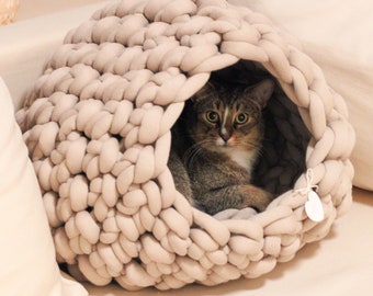 Grotte de chat Gustav | Grotte câline | Grotte de chien | Panier pour chat | Lit pour chat | Panier pour chat | Panier pour chien | Maison de chat | Niche pour chien | grotte endormie