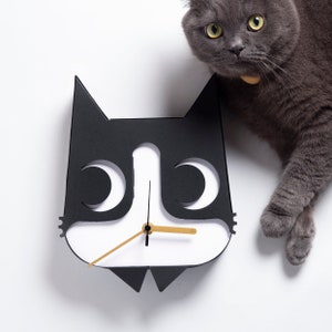 Reloj de pared con forma de gato de esmoquin (kit de bricolaje) - Cartulina precortada y premarcada - Decoración del hogar y de las paredes
