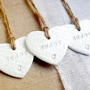 Enjoy Wedding Favours Wedding tags, wedding favours, small favours, clay favours, clay tags, small tags, wedding enjoy