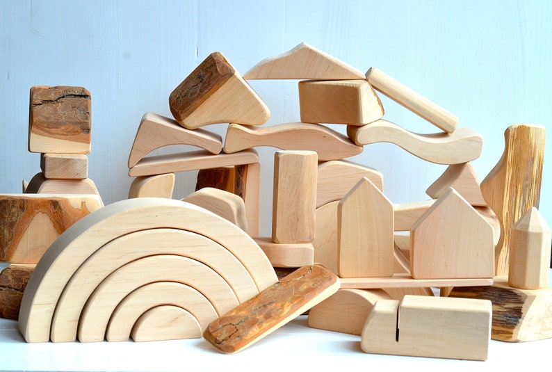 BIG size Waldorf wooden blocks Natural wood different shaped Etsy
