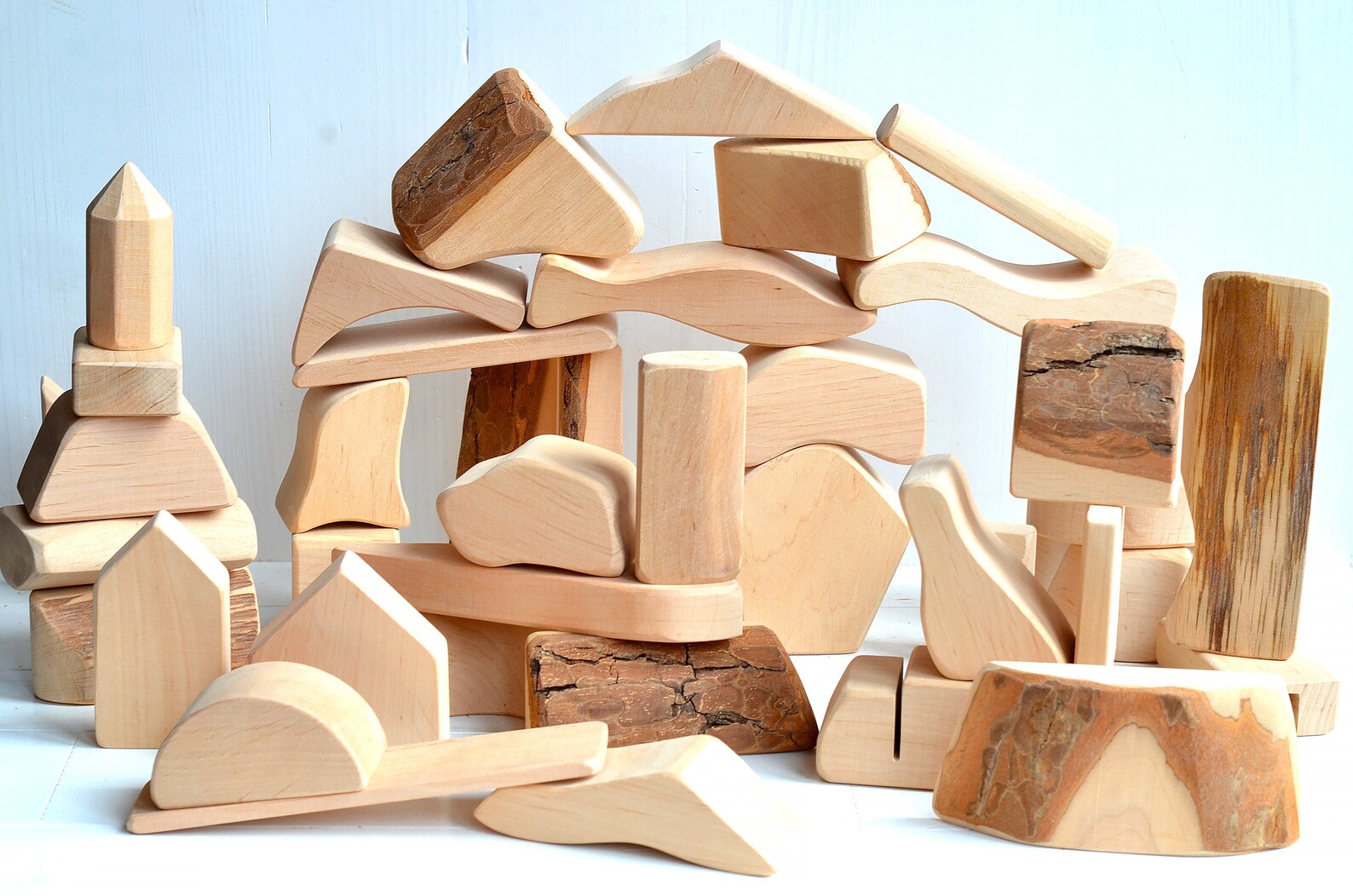 BIG Wooden Blocks Natural wood waldorf blocks set Different Etsy