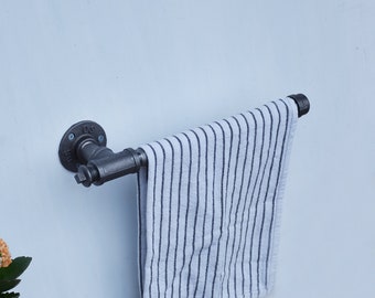 Towel Rack with 1 fixing base  | Industrial Style Towel Holder | Metal Towel Rail | Towel bar iron pipe | Industrial bathroom accessorises