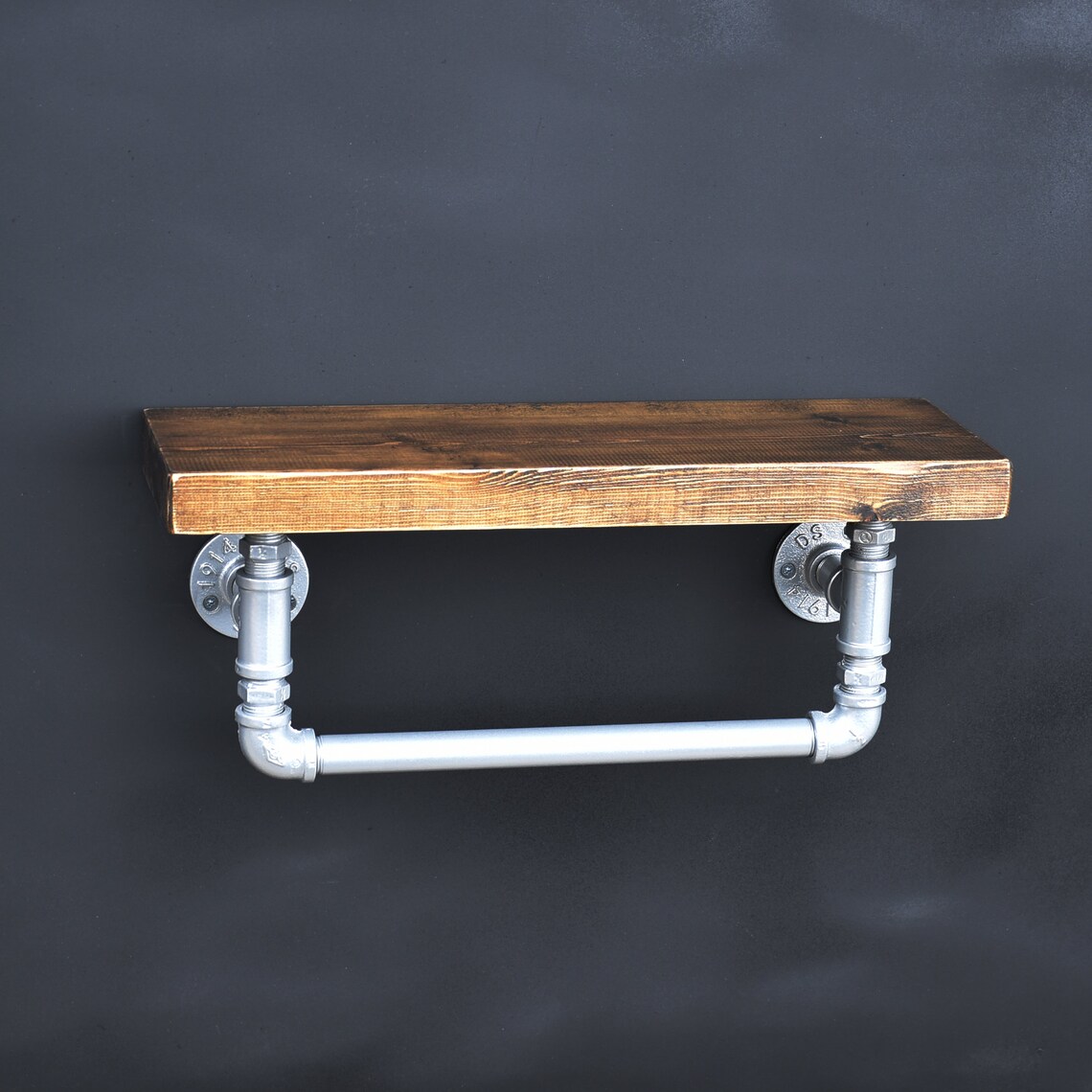 Wooden shelf with towel Rail Industrial Towel Holder With Etsy