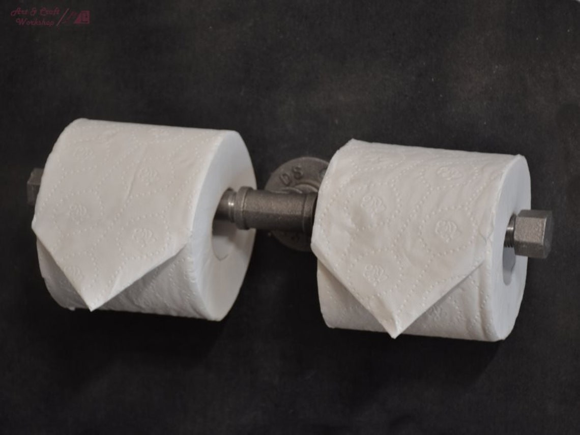 Industrial Style Double Toilet Roll Holder Bathroom Rail Pipe industrial-style-double-toilet-roll-holder-bathroom-rail-pipe