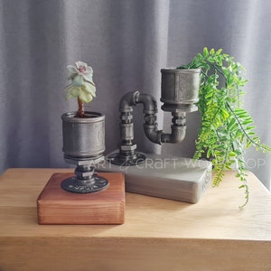 Kleine metalen plantenbak voor binnen | Metalen plantenpot UK | Handgemaakte plantenstandaards | Boekenstopper | Steampunk industrieel decoratief stuk
