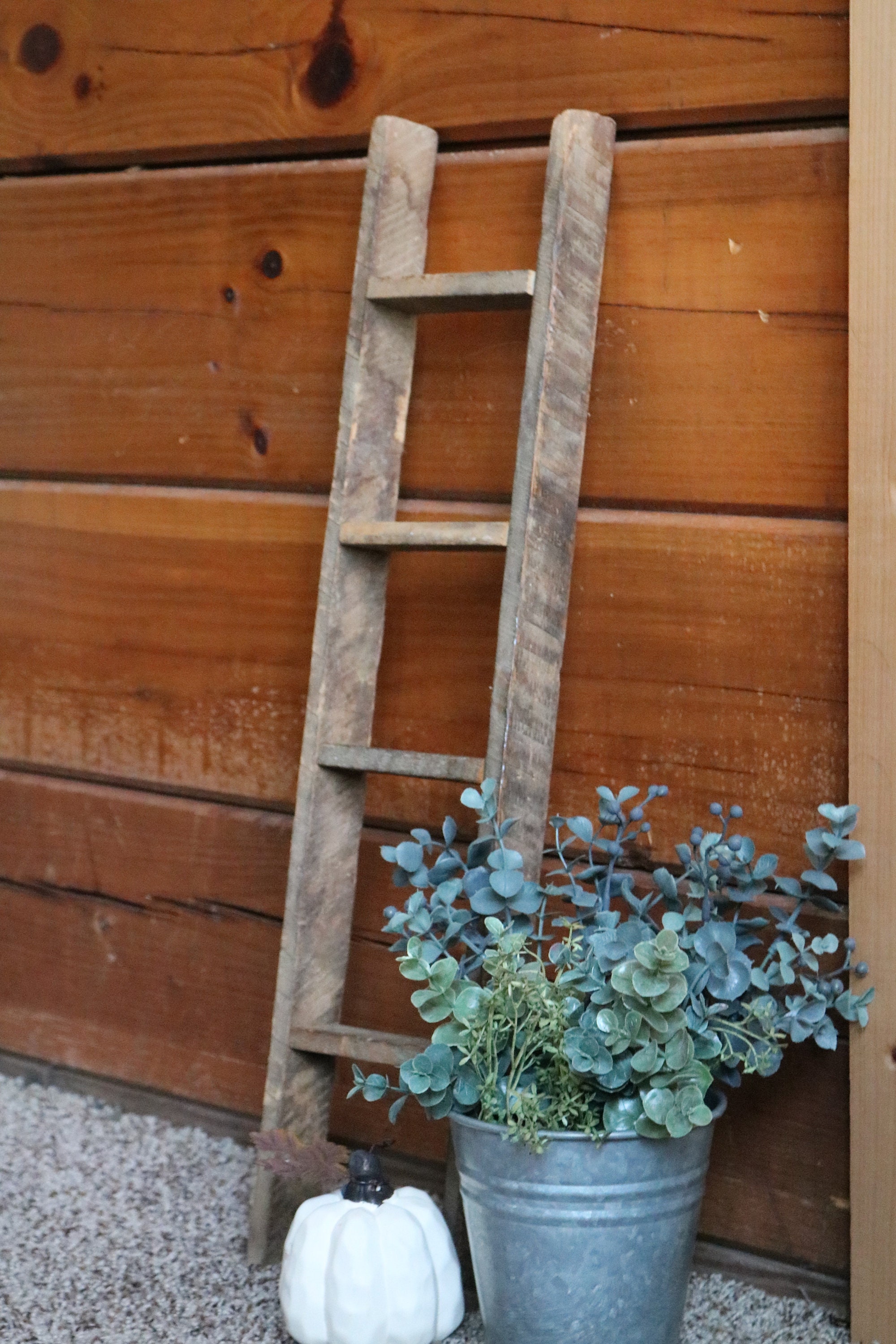 Rustic Hanging Ladder wooden ladder farmhouse decor Etsy