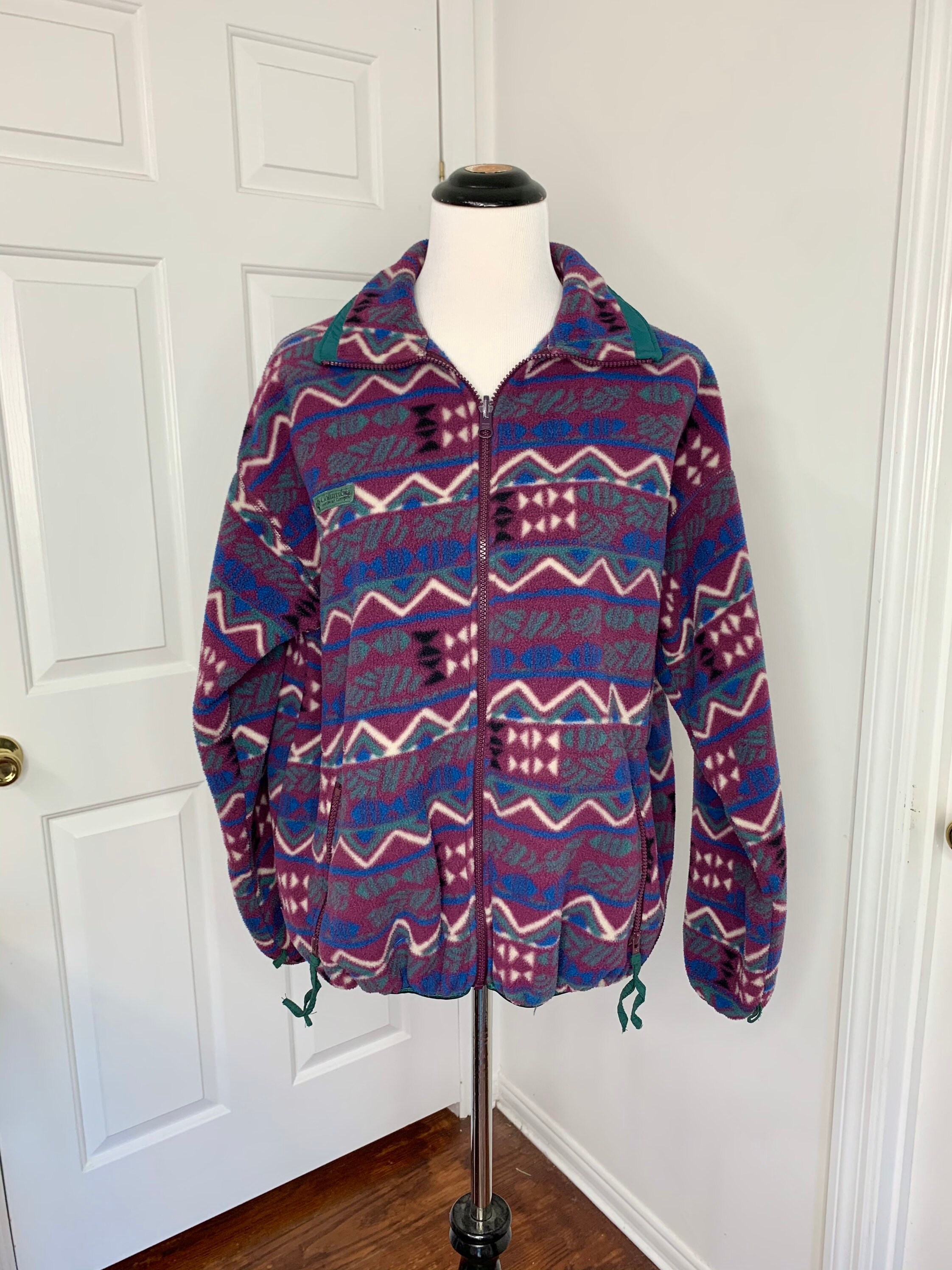 Vintage COLUMBIA Fleece Jacket Full Zip Womens Large Aztec 90s Etsy