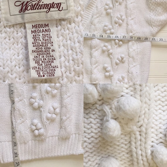 Vintage Granny Knit Cardigan Knobby Cotton White Chunky Slouchy Oversize Vintage Granny Knit Cardigan Knobby Cotton White Chunky Slouchy Oversize