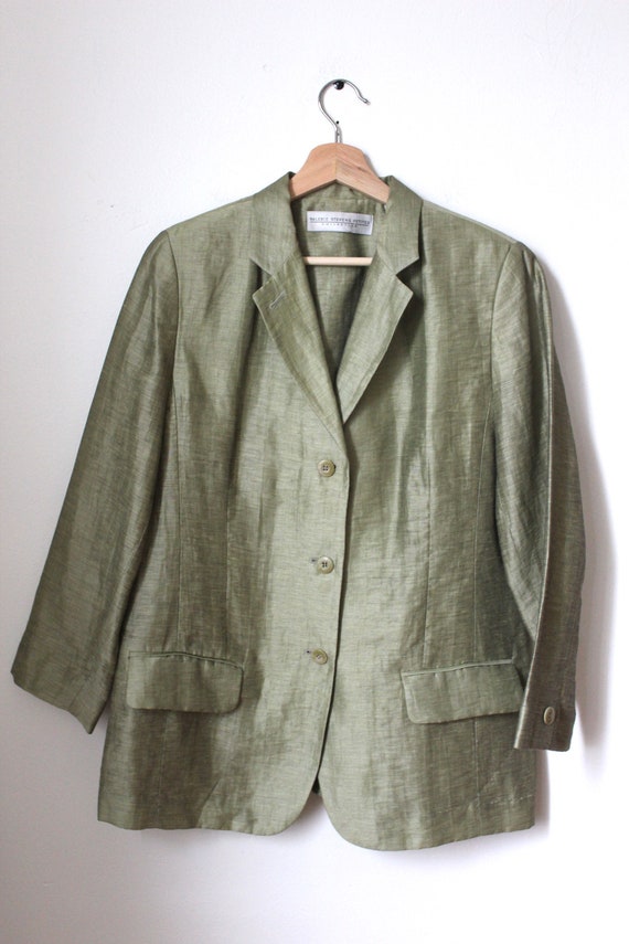 Shimmery Sage Linen Blazer