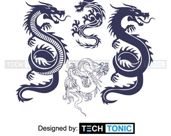 Dragon Collection the silhouette, vinyl cut file, t-shirt Design, Mug design, Cap design & phone case, Dragon Design Vector