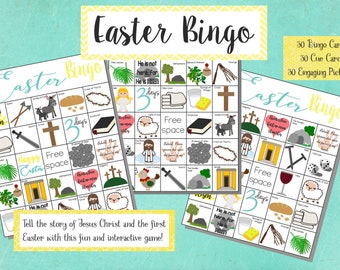 Religiöses Oster-Bingo-Spiel: Jesus Christus Geschichte (druckbare PDF)