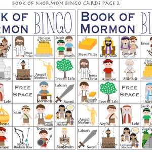 Book of Mormon Bingo, LDS Bingo, LDS Church Games, Book of Mormon Games, LDS Primary Games ...