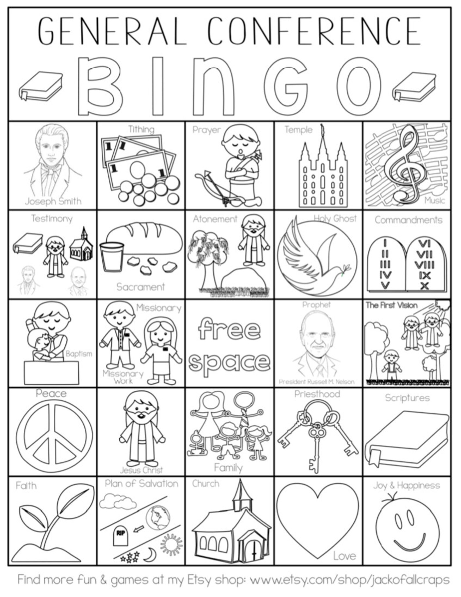 Conference Bingo, General Conference Bingo, Church Bingo, LDS Games for ...