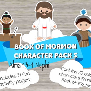Paquete de personajes del Libro de Mormón 5, Libro de Alma, 3 Nefi, Jesucristo, Recortes del Libro de Mormón para niños, Descarga instantánea imprimible