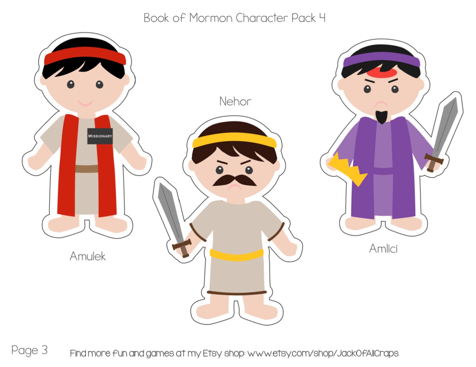 Book of Mormon Character Pack 4, Book of Alma, Book of Mormon Cutouts