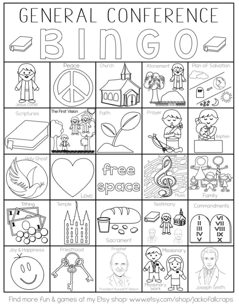 Conference Bingo General Conference Bingo Church Bingo LDS - Etsy