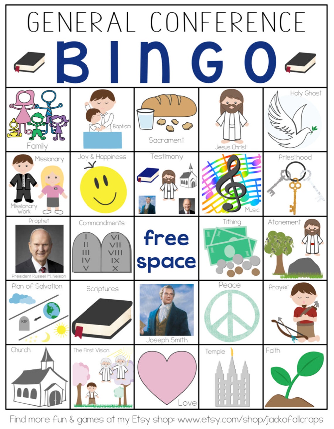 Conference Bingo, General Conference Bingo, Church Bingo, LDS Games for ...