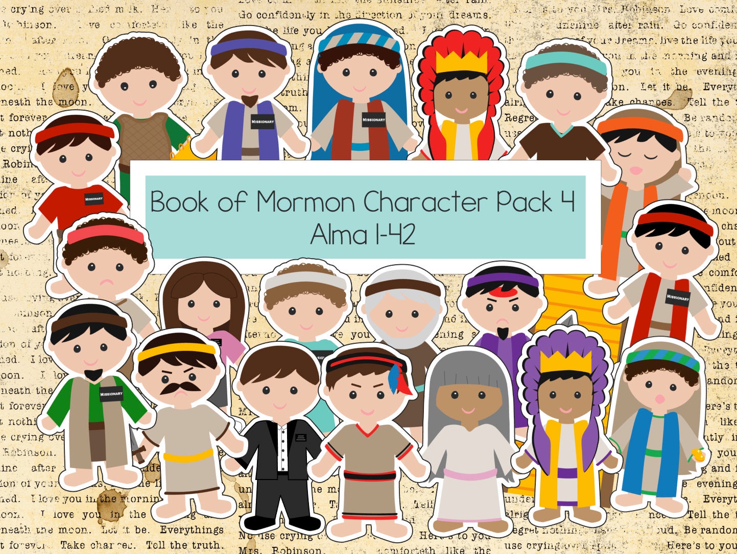 Book of Mormon Character Pack 4, Book of Alma, Book of Mormon Cutouts