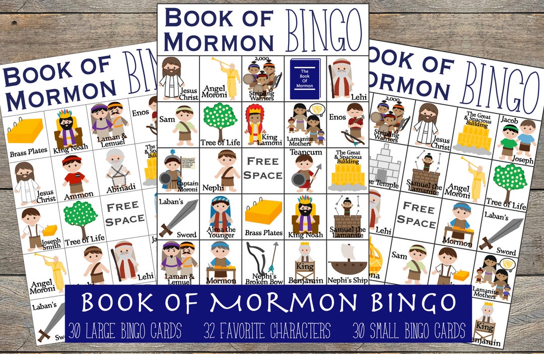 Book of Mormon Bingo, LDS Bingo, LDS Church Games, Book of Mormon Games, LDS Primary Games ...