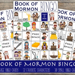 Bingo del Libro de Mormón, Bingo SUD, Juegos de la Iglesia SUD, Juegos del Libro de Mormón, Juegos primarios SUD Descarga instantánea imprimible