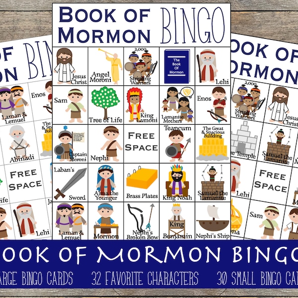 Book of Mormon Bingo, LDS Bingo, LDS Church Games, Book of Mormon Games, LDS Primary Games Instant-Download Printable