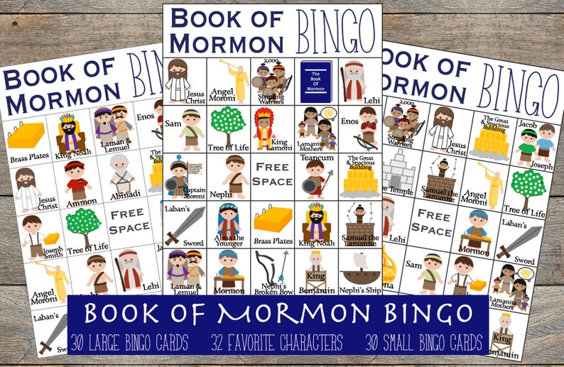 Book of Mormon Bingo, LDS Bingo, LDS Church Games, Book of Mormon Games ...