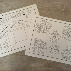 Nativity Coloring Page, Nativity Cutout, Jesus printout, Nativity Activity for Kids