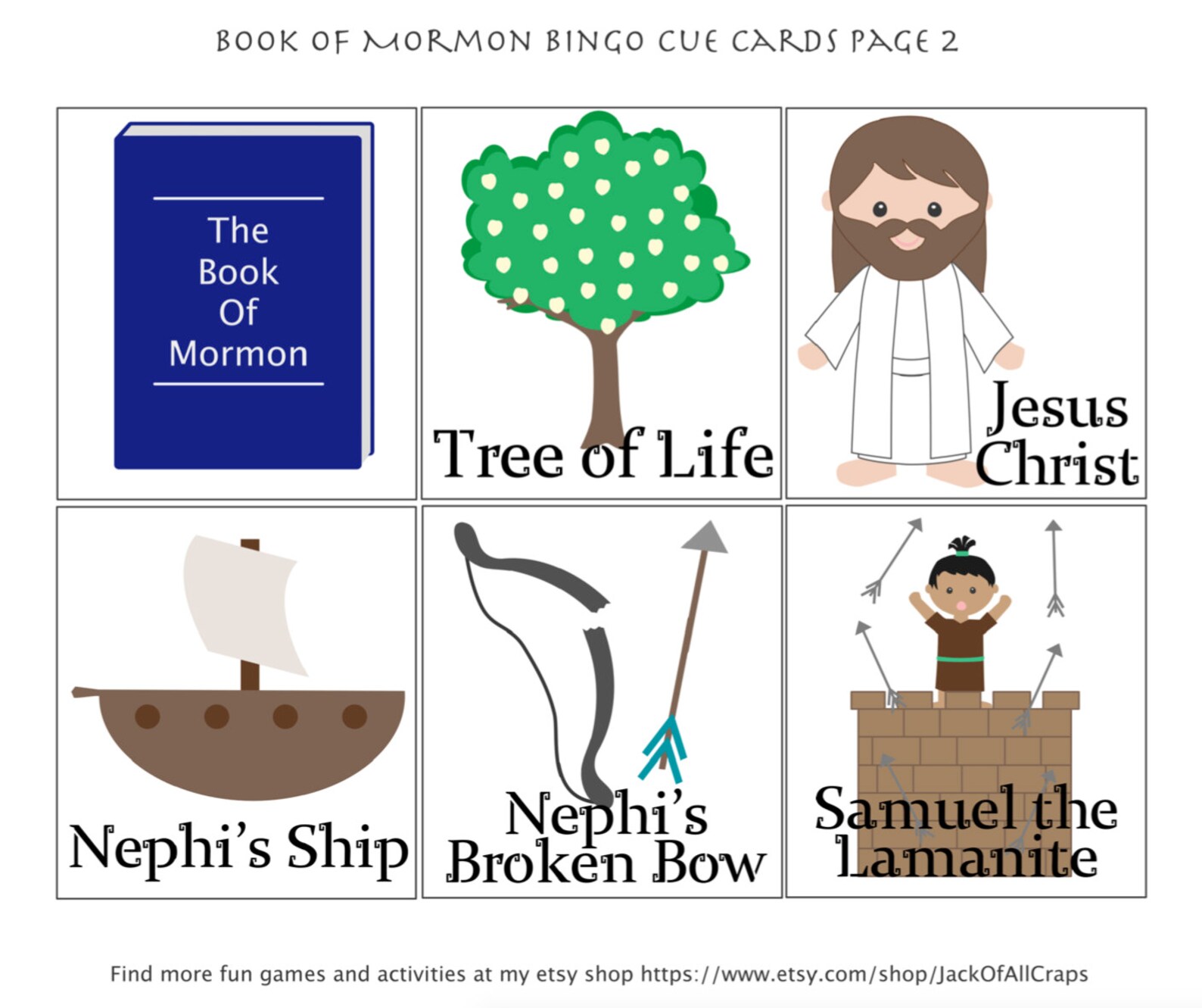Book of Mormon Bingo, LDS Bingo, LDS Church Games, Book of Mormon Games ...