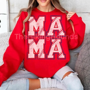 Sudadera con letras de béisbol de mamá desgastada