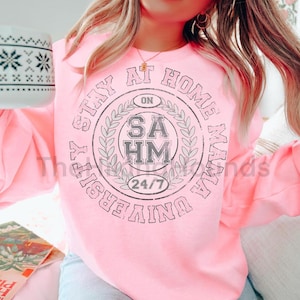 Distressed SAHM university sweatshirt image 1
