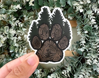 Wood paw sticker