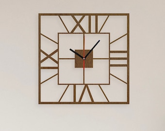 Roman wall clock, Roman numbers clock, Wooden Wall Clock, Minimalist design, Home Decor, Gift for Housewarming, Living Room Clock