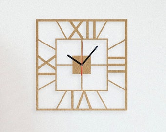 Roman wall clock, Roman numbers clock, Wooden Wall Clock, Minimalist design, Home Decor, Gift for Housewarming, Living Room Clock