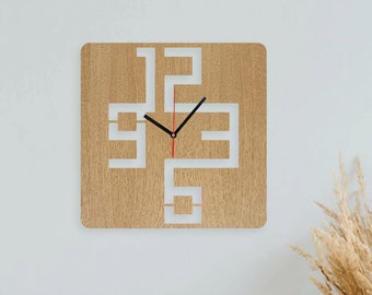 Modern Wooden Wall Clock, Polygon Clock, Minimal Geometrical Clock, Home Decor, Silent Wall clock