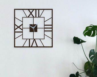 Roman wall clock, Roman numbers clock, Wooden Wall Clock, Minimalist design, Home Decor, Gift for Housewarming, Living Room Clock