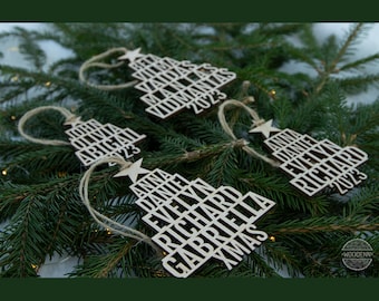 Albero genealogico con nomi personalizzati, decorazioni natalizie per la famiglia