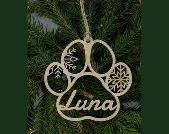 Personalized DOG and CAT Pet Pawn Name Christmas Ornament